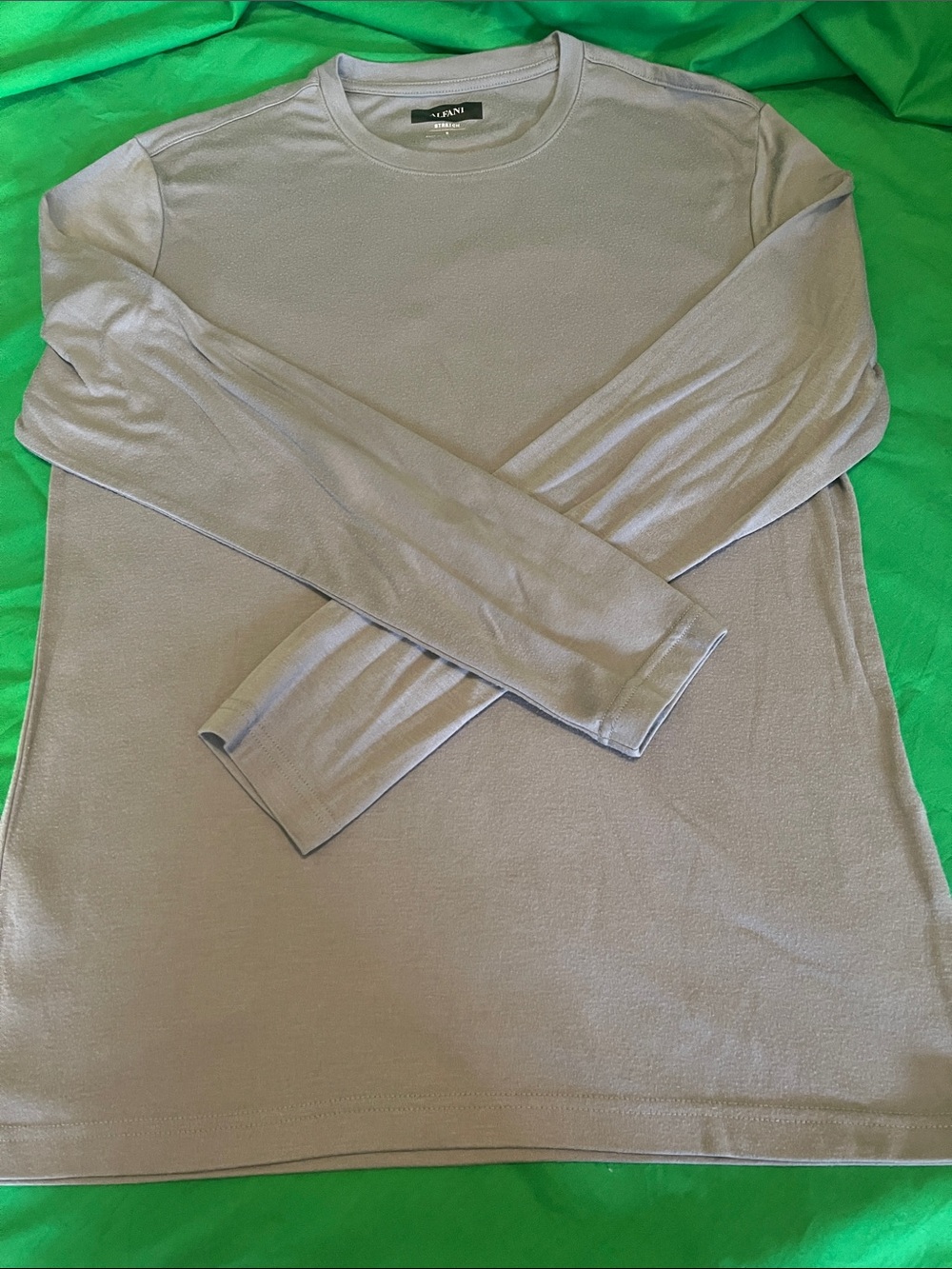 Alfani Stretch Crewneck Top - Gray with Green Accent